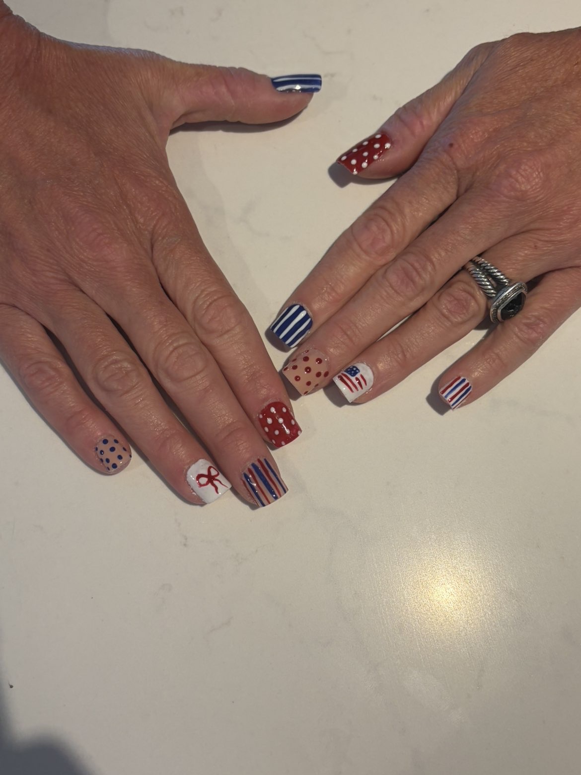 Red white and blue patriotic nail art